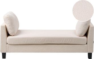 Beliani Chaise Lounge Off-White Boucle Upholstered Lounge with Cushions Scandinavian Style Steel Legs ARCHIANE