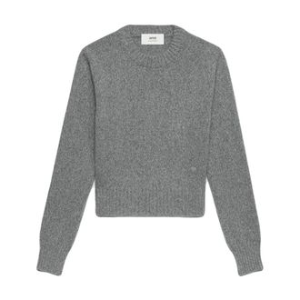 Ami Cashmere Knitwear, female, Gray, L, Casual Grey Sweatshirt