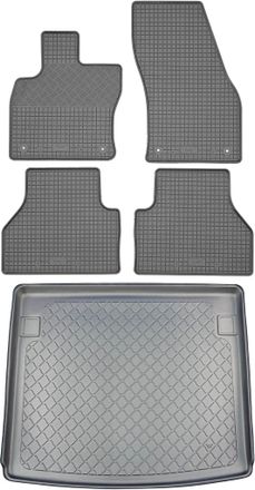 OEM Volkswagen Caddy V Life / Style / Move Kombi (5 Puertas) Desde Noviembre De 2020. Juego: Alfombrillas De Goma Para Coche + Alfombrilla Para Maletero