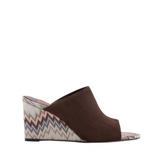 Missoni Heeled Mules, female, Brown, Size: 8 1/2 US Chevron-knit Suede Mules