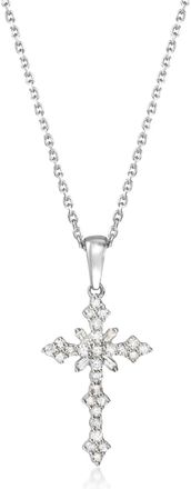Ross-Simons Diamond Cross Pendant Necklace in Sterling Silver