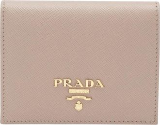 Prada Portemonnee Klein - Dames - Portefeuilles - Beige - ONE Size - Leer - Accessoires