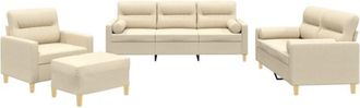 vidaXL Juego De Sof&aacute;s Con Cojines 4 Piezas Tela Crema Vidaxl