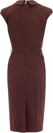 Pinko Womens Midi Dress Amdine Frisottino Terra Earth Brown Brown-Plant Print Shell: Viscose Evening Suits Brown/plant