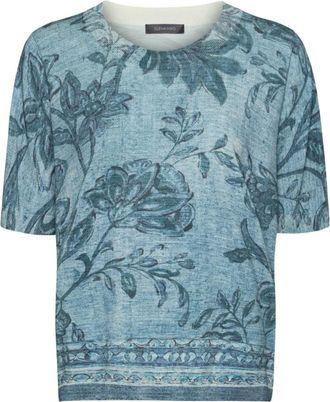Elena Miro Gebreide top met ronde hals - Dames - Ronde hals truien - Blauw - M - Katoen - Truien & Vesten