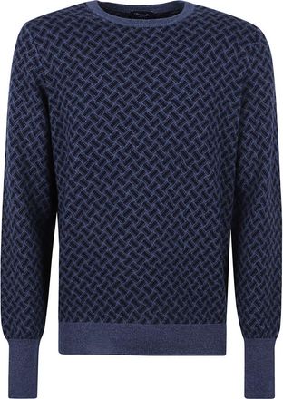 Drumohr Navy Blue Patterned-jacquard Sweater