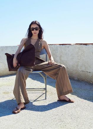 Mango Pantaloni diritti vita alta marrone - Donna - 38 - MANGO