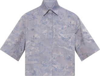 Off-white Camicia crop in cotone con stampa - Viola