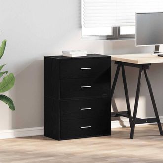 Berkfield Home Durable Cabinets with 2 Drawers 2 pcs Black Oak 60x31x40 cm Engin | Size: 60 x 31 x 40 cm