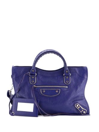 Balenciaga City Classic Metallic Edge Bag Leather Medium satchel - women - Calf Leather/Leather - One Size - Blue
