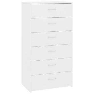vidaXL Aparador Con 6 Cajones Madera Contrachapada Blanco 50x34x96 Cm Vidaxl