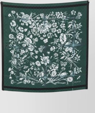 Gucci silk floral-print logo-print square scarf