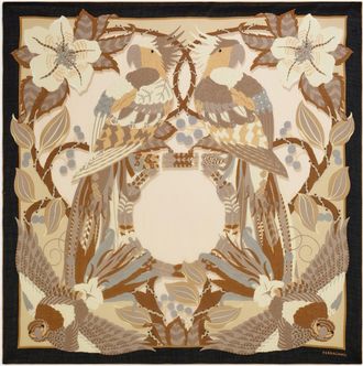 Ferragamo Women Parrots print cashmere shawl Beige
