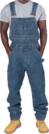 Generic Mens Denim Dungarees Adjustable Straps Overalls Relaxed Fit Workwear Jeans Trousers Vintage Dungaree Casual Overalls Jumpsuit Trouser Pant Fashion Loo
