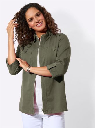 Casual Looks Jeansbluse CASUAL LOOKS, Damen, Gr. 36, khaki, 100% Baumwolle, unifarben, Blusen Jeansbluse