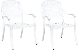 vidaXL Silla de Jardín 2 pcs Blanco 55 x 56.5 x 91cm Aluminio Vidaxl
