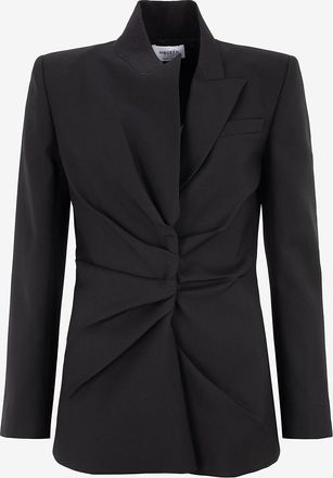 Alexander McQueen Drapierter Woll-Gabardine-Blazer Twisted Lapel