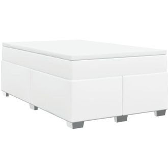 vidaXL Vidaxl - Cama Box Spring Con Colch&oacute;n Cuero Sint&eacute;tico Blanco 120x200 Cm