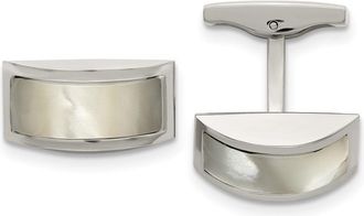 Diamond2Deal Stainless Steel Polished Cats Eye Cufflinks