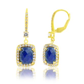 MAX + STONE 18k Gold Over Sterling Silver 6.2 Ct. Cushion Cut Gemstone Dangle Earrings