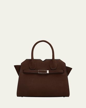 Valextra Milano Mini Millepunte Nubuck Top-Handle Bag