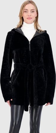 Gorski REVERSIBLE TEXTURED SHEARLING LAMB ZIP PARKA