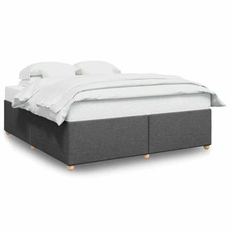 Berkfield Home Bed Frame without Mattress Dark Grey&not;Super King Fabric in Grey | Size: Super King
