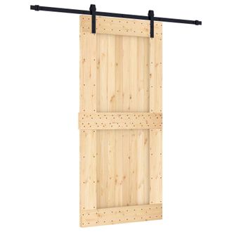 vidaXL Puerta Corredera Natural Y Negro 95 X 210 Cm Vidaxl