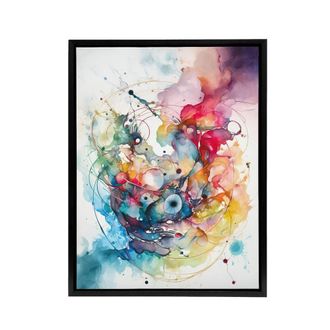 Artery8 Colourful Abstract Watercolour Shapes Framed Canvas Wall Art Print | Size: W24 x H32