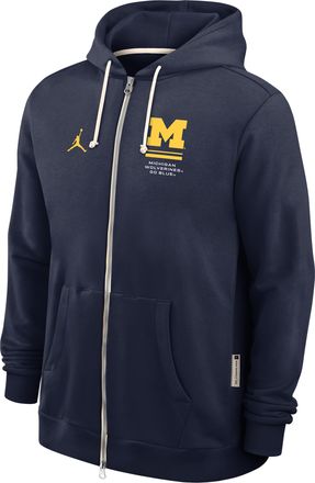 Nike Jordan Mens Michigan Sideline Standard Issue Jordan Brand Dri-FIT College Full-Zip Hoodie in Blue | 0JAV41SMWN-1FA