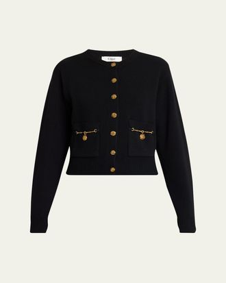 Chlo&eacute; Horse-Button Wool-Cashmere Cardigan