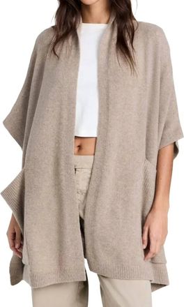 White + Warren Cashmere Blend Open Poncho In Fawn