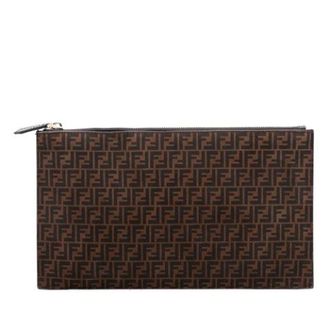 Fendi Pre-owned Clutches, female, Brown, Size: ONE SIZE Pre-owned Suede Clutch