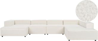 Beliani Modular Corner Sofa 5 Seater ARDAL Boucle Off-White Left Hand
