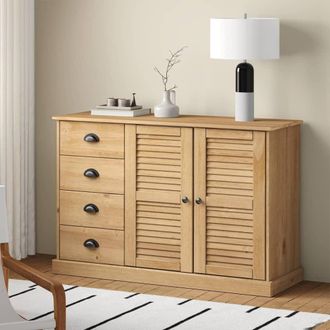 vidaXL Aparador Con Cajones Vigo Madera Maciza Pino 113x40x75 Cm Vidaxl