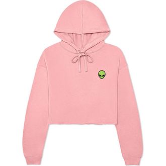 Dalix Alien Cropped Fleece Hoodie in Pink at Nordstrom, Size Xx-Large