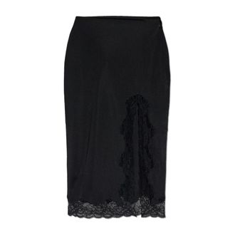 Balmain Gonna midi in maglia con pizzo - - Skirts - Donna - Nero - M