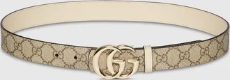 Gucci Reversible GG Marmont Belt, Beige, GG Canvas