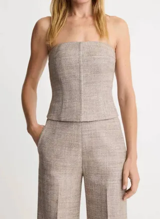 Smythe Tweed Bustier Top In Taupe