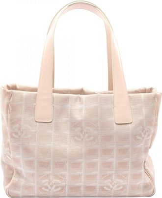 Chanel 2.55 Pink Leather Nylon Canvas Handbag Tote Bag (Pre-Owned)