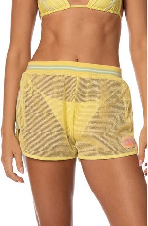 Maaji Golden Ray Kythi Mesh Cover-Up Shorts in Bright Yellow at Nordstrom, Size Medium