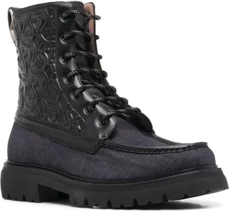 Ferragamo Gancini Combat Boot - Black