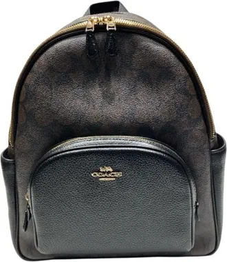Coach Black Brown Signature Line Backpack (Pre-Owned)