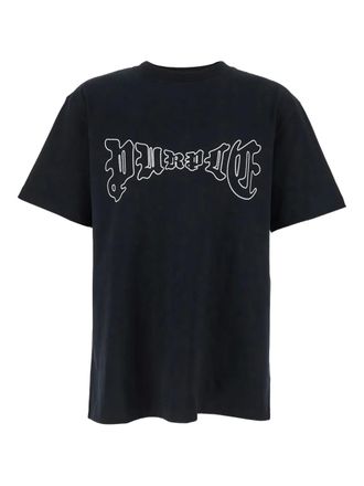 Purple logo-print T-shirt - Black