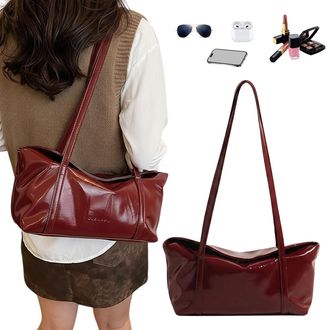 Generic PU Underarm Bag Large Capacity Casual Armpit Bag Commuting Bag for Women(Coffee)