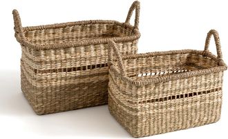 La Redoute Interieurs Set van 2 manden met handvatten, herbarium, Sola