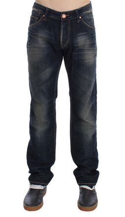 Acht Mens Relaxed Fit Jeans - Dark Blue Cotton - Size 34 (Waist)
