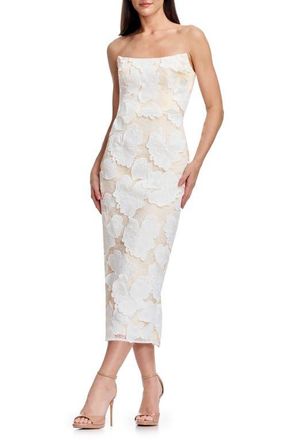 Dress The Population Cosette Strapless Lace Corset Cocktail Dress in White Multi at Nordstrom, Size Xx-Large