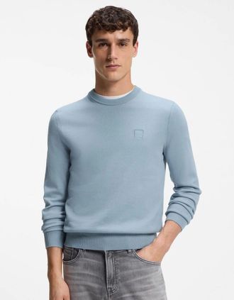 HUGO BOSS Mens BOSS Orange Kanovano Mens Crew Neck Jumper - Light/Pastel Blue 458 - Size: 40