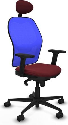 Piqueras y Crespo Jorquera Sincro Malla Azul Similpiel Granate Brazos 2d Base Nailon Cabecero Fijo Ruedas 65mm Nailon